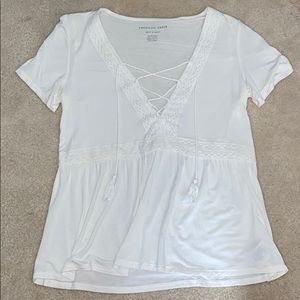 American eagle white tie up soft and sexy top